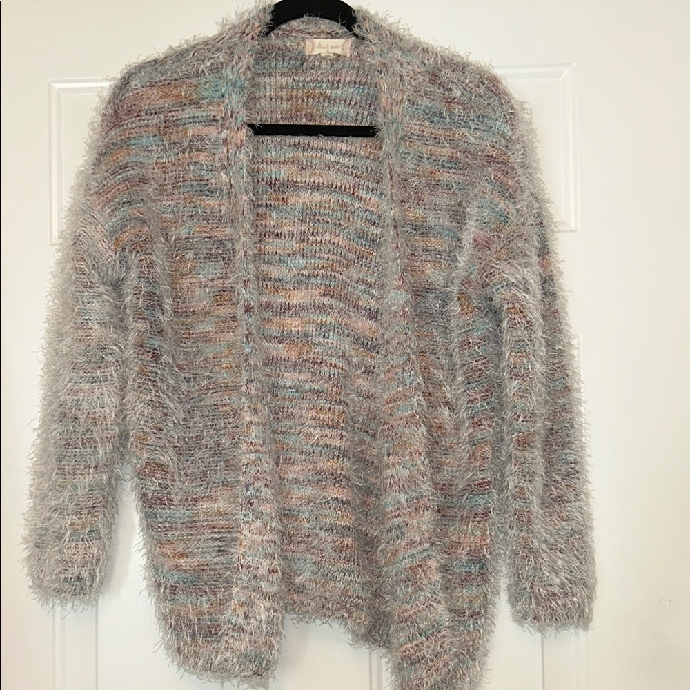 Alter’d State Fuzzy Sweater M Multicolor Cozy Open Relaxed Casual Lagenlook